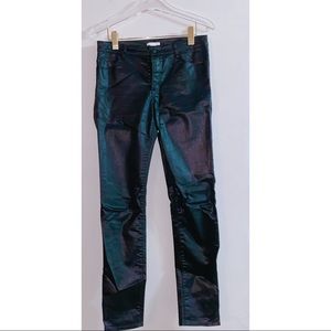 Black wax/coated jeans